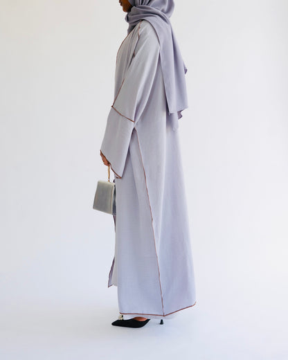 HASANAH - 3 PIECE ABAYA IN LIGHT GREY