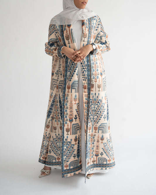 LAYLA ABAYA  - KIMONO STYLE IN NAVY&SAND