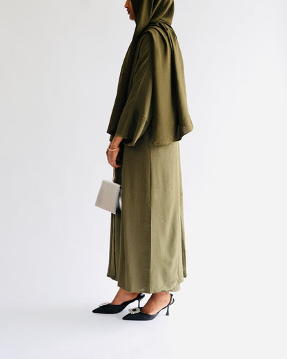 RAHAH - 4 PIECE ABAYA IN ARMY GREEN