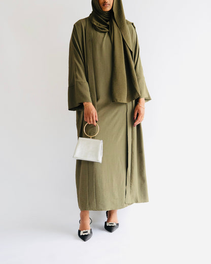 RAHAH - 4 PIECE ABAYA IN ARMY GREEN