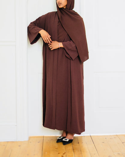 RAHAH- 4 PIECE ABAYA IN DARK COFFEE