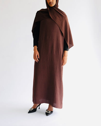 RAHAH- 4 PIECE ABAYA IN DARK COFFEE