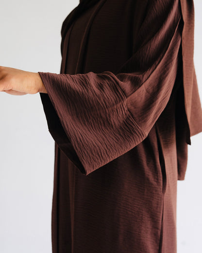 RAHAH- 4 PIECE ABAYA IN DARK COFFEE