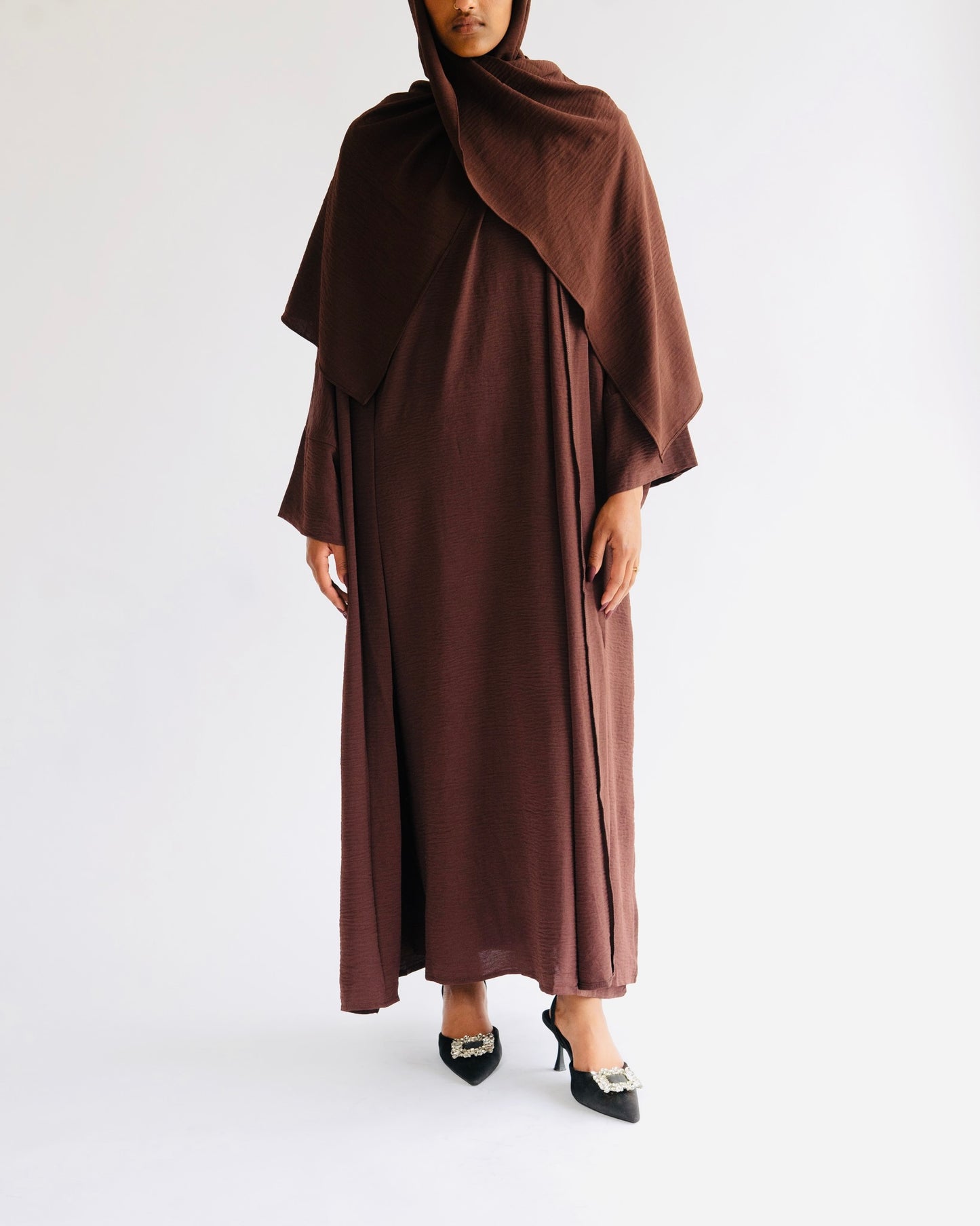 RAHAH- 4 PIECE ABAYA IN DARK COFFEE